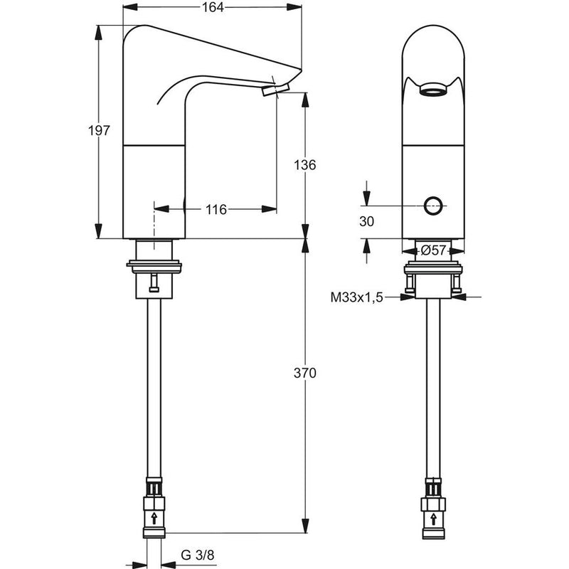 Ideal Standard - WT-Armatur elektronisch CERAPLUS A4153A ohne Mischung Netzbetrieb chrom