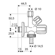 SCHELL - Kombinations-Eckventil COMFORT 3/8 m.Schlauchv.u.RV, vchr