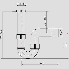 Sanitärtechnik Eisenberg - Rohrgeruchverschluss G1 1/2x40