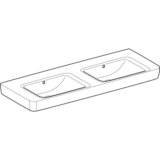 Geberit Vertriebs - RENOVA Plan Doppelwaschtisch 130x48cm o. Hl., m. Ül., weiß, KeraTect, NEU