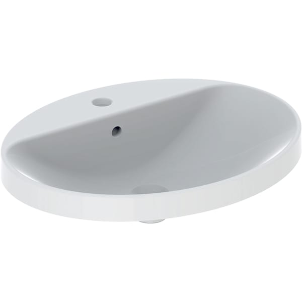 Geberit Vertriebs - Einbau-WT VARIFORM, oval, 600x480mm mit Hahnloch, mit Überlauf, weiß