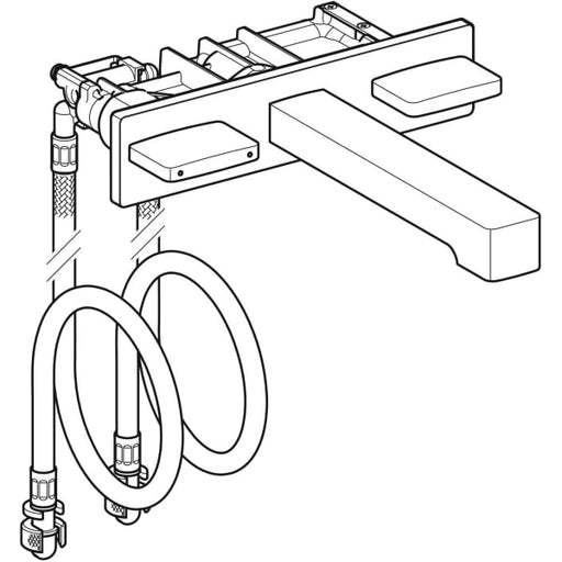 Geberit Vertriebs - ONE WT-Arm. eck. Des. W.-Mont. 2Gr. für UP-Funktionsbox, L:22cm, hgl.verchr