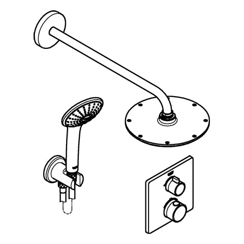 Grohe - UP-Duschsystem GROHTHERM 34734 mit FMS eck./SmartBox/Kopfb./Brauseset chrom