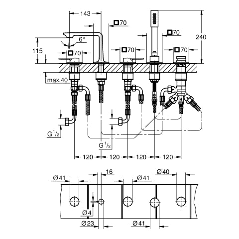 Grohe - 5-L-Wannen-Kombination Allure 25221_1 cool sunrise gebürstet