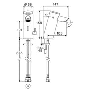SCHELL - WT-Arm. PURIS E2 HD-M, Elektron. Mischwasser, Batteriebetrieb, chrom