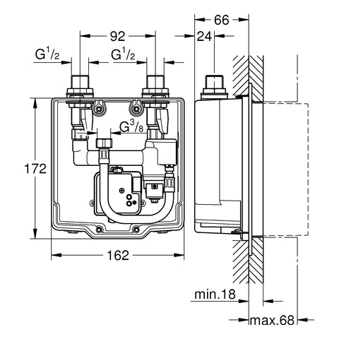 Grohe - UP-Einbaukasten EUROSMART CE 36336 therm. Mischung 230V für WT-IR-FMS/230V
