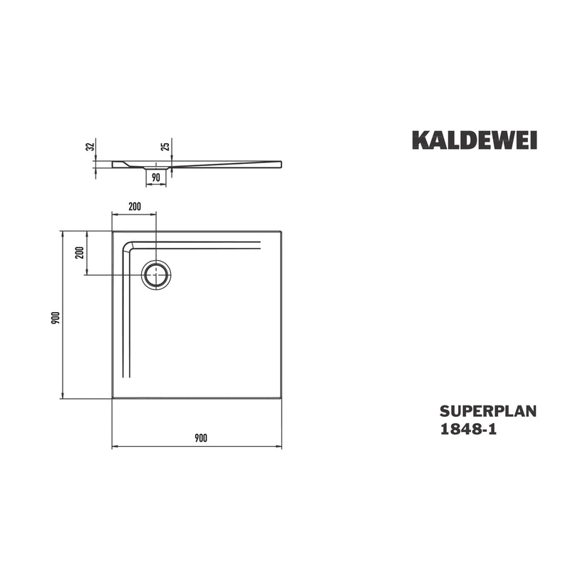 Franz Kaldewei - DW SUPERPLAN Mod.1848-1, 900x 900, alpinweiß
