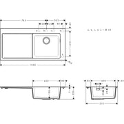 Hansgrohe - Einbauspüle 450 mit Abtropffläche S514-F450 BG