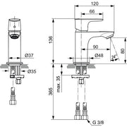 Ideal Standard - WT-Arm. CONNECT AIR, Piccolo,5l/min., o.Ablgarn., Ausld.90mm, Blizzard silver