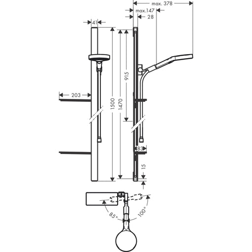 Hansgrohe - Brausenset RAINFINITY 130 3jet EcoSmart 9 l/min U'E 1500 chr.Seifensch