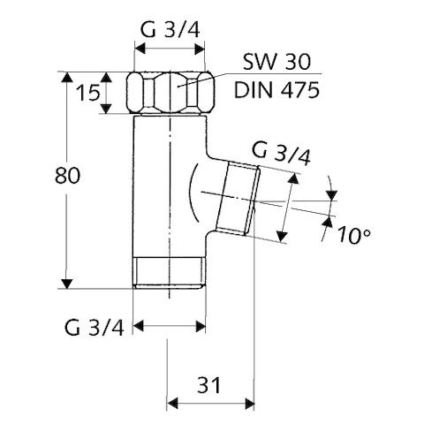 SCHELL - T-Stück für NA- und Spültischventile, 3/4, chrom
