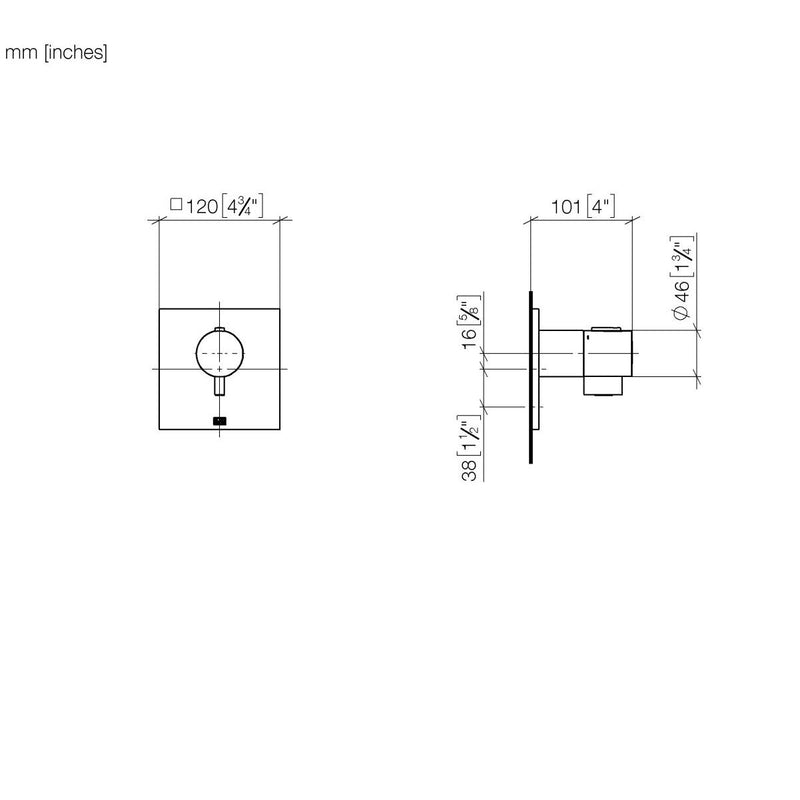 Dornbracht - UP-Therm. o.Mengenregulier. SYMETRICS 36503985 3/4 platin