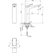 Ideal Standard - WT-Armatur CONCA, m.verl.Sockel, o.Ablgarn., Ausld.150mm, Magnetic grey