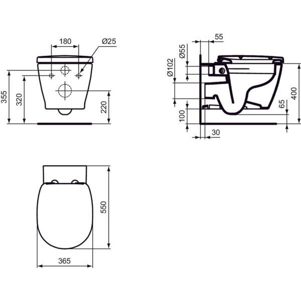 Ideal Standard - WC-Paket CONNECT spülrandlos mit WC-Sitz SC