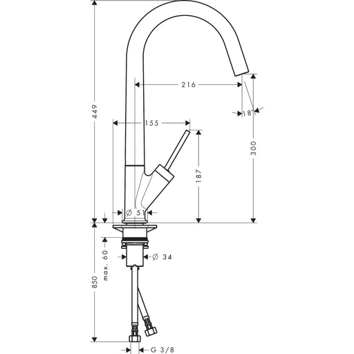 Hansgrohe - Spültisch EHM AXOR STARCK 10822 edelstahl mit schwenkbarem Auslauf
