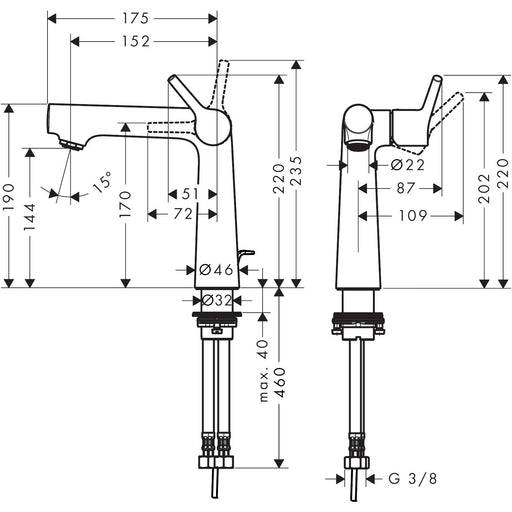 Hansgrohe - Waschtischmischer 140 Talis S mit Ablauf, chrom