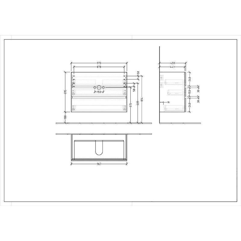 VILLEROY & BOCH - Möbelset 06 A18 Waschtisch 1000mm CeramicPl WTU 3 Auszüge RH Oak Kansas