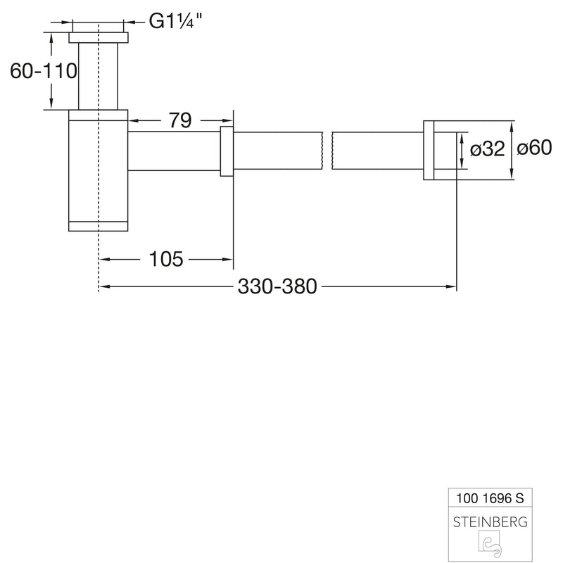 Steinberg Armaturen - Design-Siphon 100 1696 S, matt black