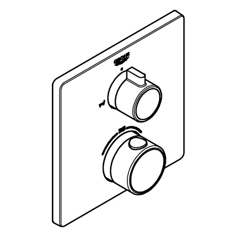 Grohe - THM-Wannenbatterie GROHTHERM 24080 2 Abg. FMS für Rap. SmartBox eckig chrom