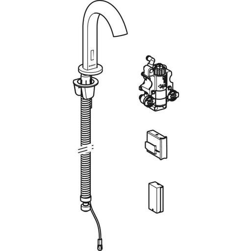 Geberit Vertriebs - Piave WT-Arm., Standmontage, Batterie für UP-Funkt.Box, m.Therm.Misch., edst.g