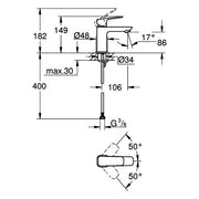 Grohe - EH-Waschtischbatterie Cubeo 101699 S-Size glatter Körper chrom