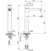 Ideal Standard - WT-Armatur CONNECT AIR,m.verl.Sockel, o.Ablgarn., Ausld.150mm, Blizzard silver