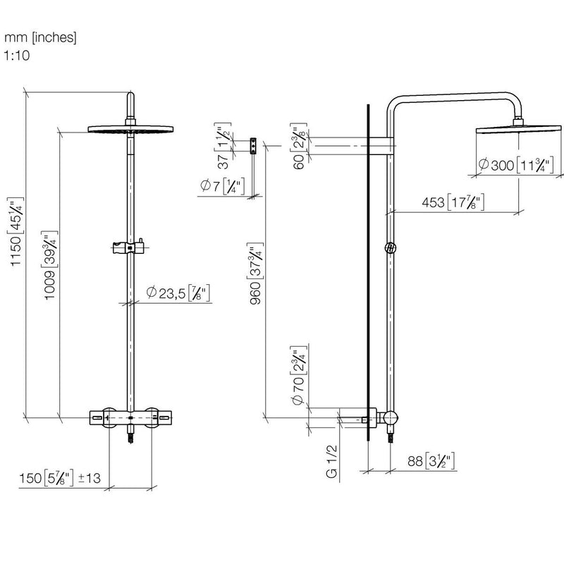 Dornbracht - Showerpipe mit Brause-Thermostat Regenbrause D. 300mm, schwarz matt