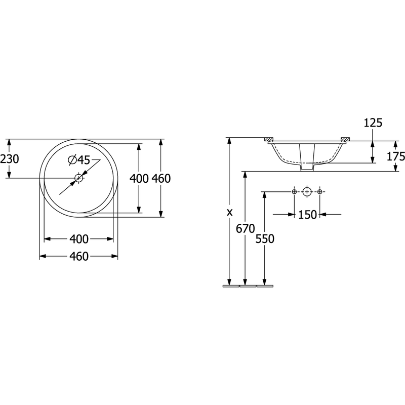 VILLEROY & BOCH - UnterbauWT Architectura 400x400mm Ru. m ÜL Außenseite nicht glasiert weAlpin