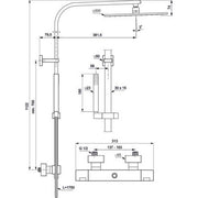 Ideal Standard - Duschsystem Ceratherm C100 Square Kopfbrause 300x300mm mit Stick-HB Chrom