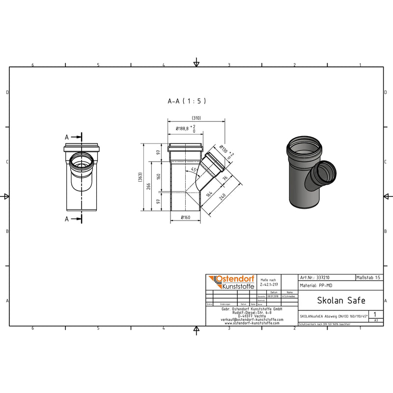 Gebr. Ostendorf - Safe Abzweig DN/OD 160/110 45Grad