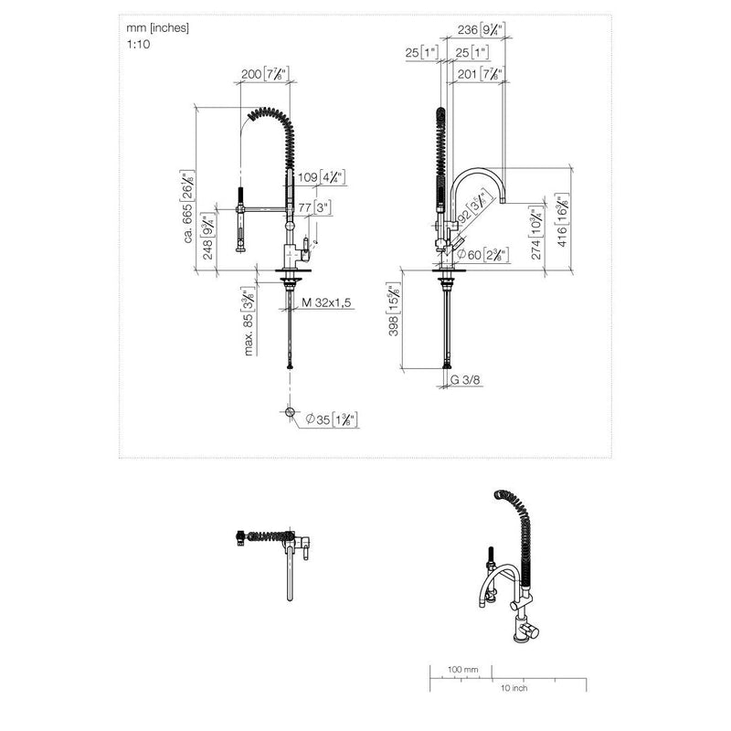 Dornbracht - Spültisch EHM Profi TARA CLASSIC 33880888 Ausladung 200mm chrom