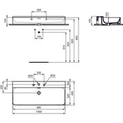 Ideal Standard - Waschtisch CONCA, 3 Hl., m.Ül., 1000x450x165mm, geschliffen, Weiß m.IP