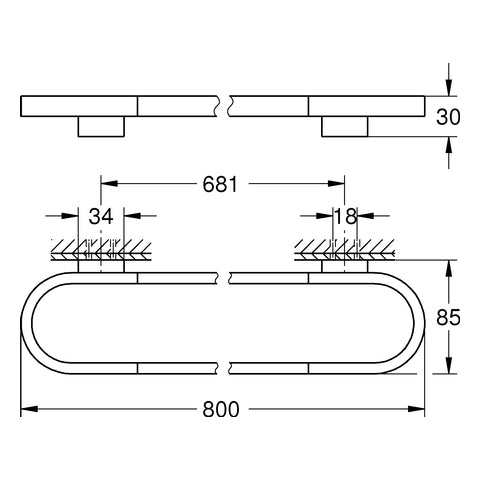 Grohe - Badetuchhalter SELECTION 41058 800mm warm sunset gebürstet