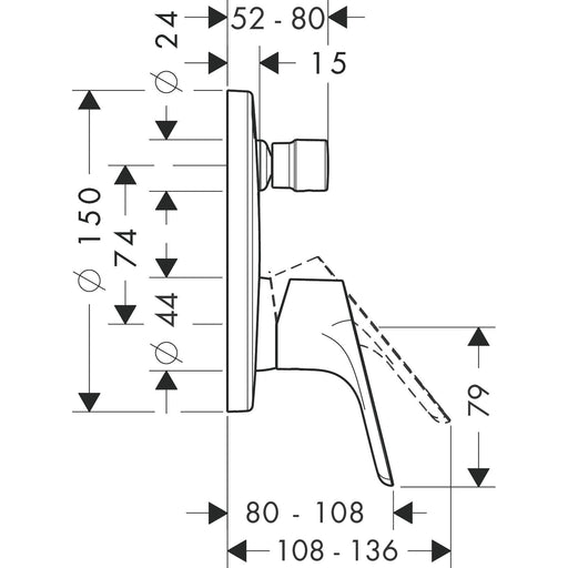 Hansgrohe - Fertigset Wannen EHM UP FOCUS 31946000 chrom m.Sicherungskombination