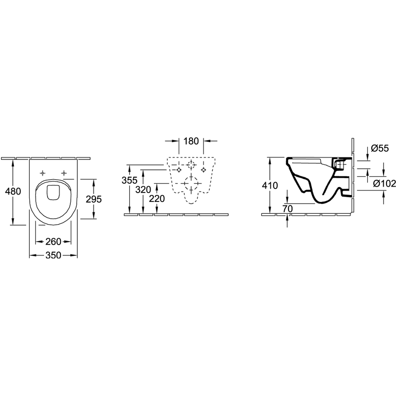 VILLEROY & BOCH - TS-WC spülrandlComp ARCHITECTURA 4687 350x480mm DirectFlush wandh Weiß Alpin