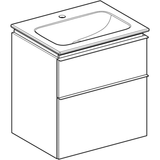 Geberit Vertriebs - iCon Set MWT m. US, 2 Schubl. 60x63x48cm, weiß hgl./Gr. weiß matt/Tect
