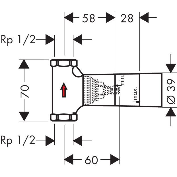 Hansgrohe - Grundkörper Unterputz-Ventil AXOR Spindel DN15