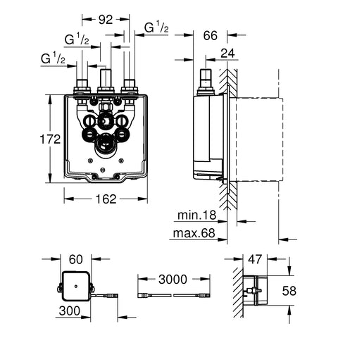 Grohe - UP-Einbaukasten EUROSMART CE 36416 mit Trafo 230V für 36415/36463