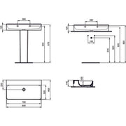Ideal Standard - Waschtisch CONCA, o.Hl., o.Ül., 800x450x145mm, geschliffen, Weiß