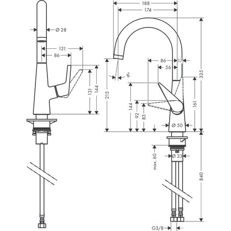 Hansgrohe - Spültischmischer TALIS S 220 Schwenkauslauf edelstahl-optik