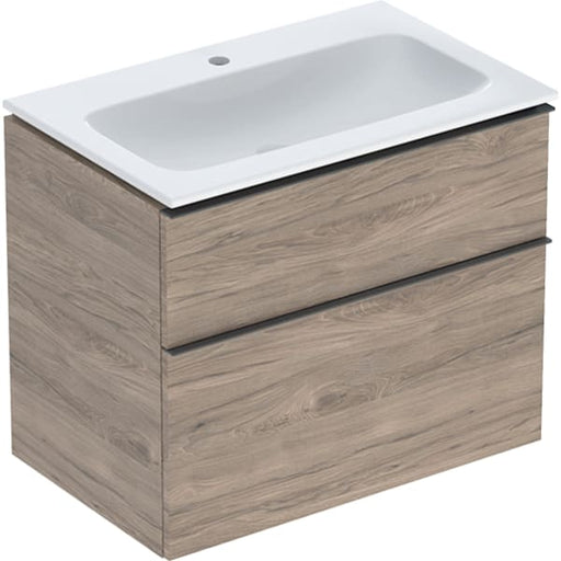Geberit Vertriebs - iCon Set MWT m. US, 2 Schubl. 75x63x48cm, Nussbaum/Griff lava