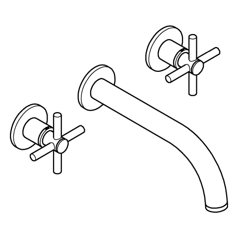 Grohe - 3-Loch-WT-Batterie Atrio 20661 Fertigmontageset Kreuz-Griff warm sunset