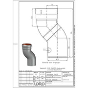 Lorowerk - Etagenbogen 00400. DN 125 Sprung 75mm