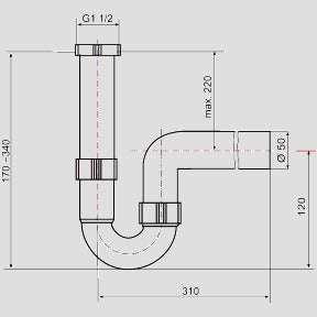 Sanitärtechnik Eisenberg - Rohrgeruchverschluss G1 1/2x50