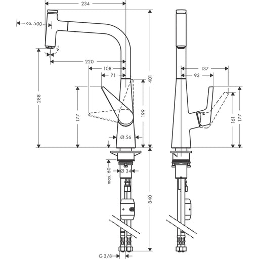 Hansgrohe - Spültischmischer Talis Select S 300 chrom mit Ausziehauslauf