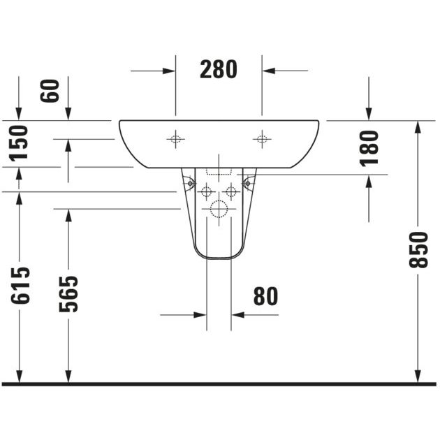 Duravit - Waschtisch D-CODE 650mm 231065 m.ÜL, 1 HL, weiß