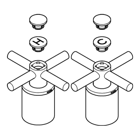 Grohe - Kreuzgriff ATRIO 18033 2 STK supersteel