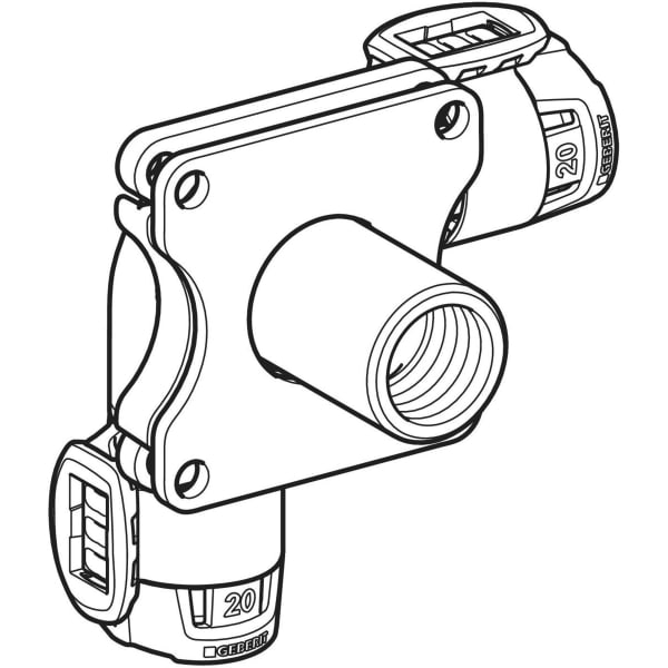 Geberit Vertriebs - FlowFit Eckwanddurchführung 90Gr RG+ d16-Rp1/2-d16