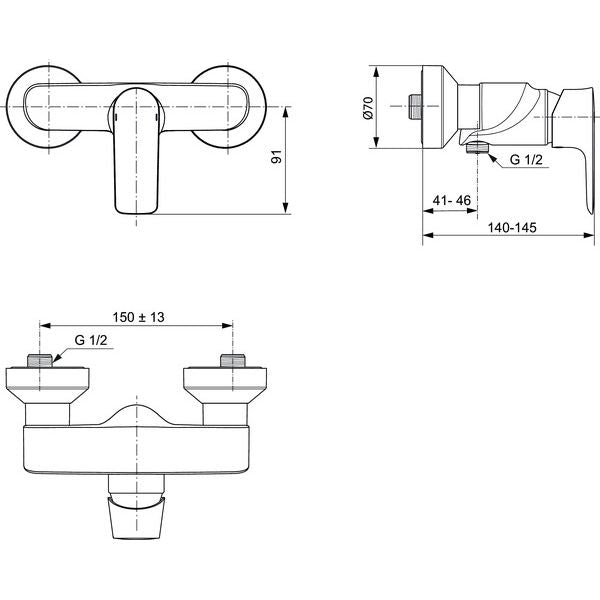 Ideal Standard - Brausearmatur AP CONNECT AIR, Ausld. 41mm, Magnetic grey