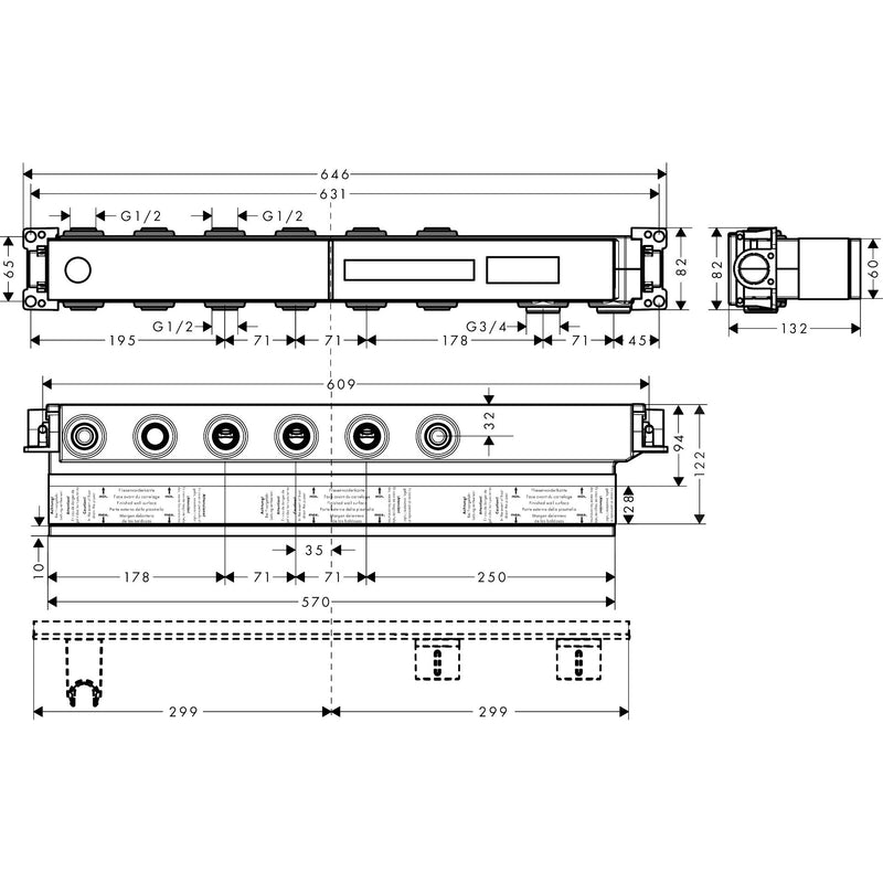 Hansgrohe - Grundset AXOR Thermostatmodul Select 4 Verbraucher